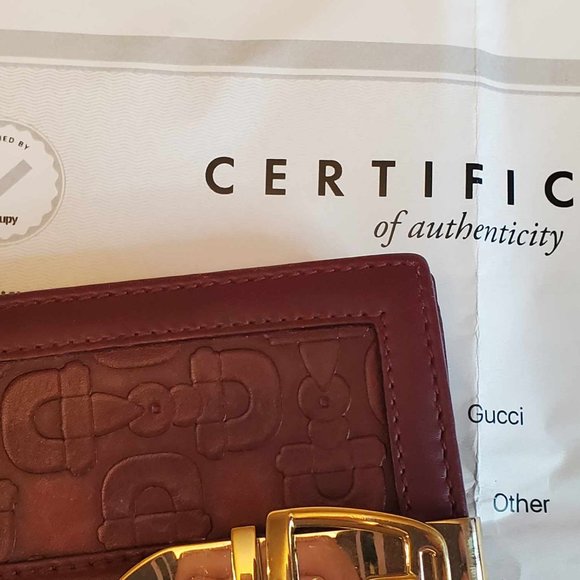 GUCCI Vintage Bordeaux Leather Compact Wallet w COA - Picture 2 of 16